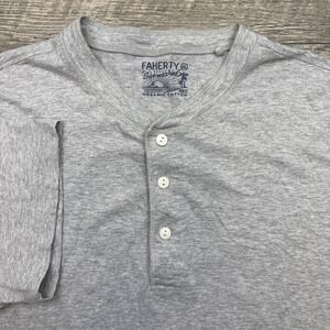 Faherty Henley shirt men's XXL heather gray organic cotton classic preppy casual